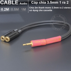Cáp chia 3.5mm mono 1 thành 2 stereo cho đài cassette DIY 0.2 đến 1 mét - 3.5mm mono audio splitter 1 to 2 stereo