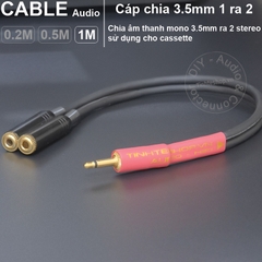 Cáp chia 3.5mm mono 1 thành 2 stereo cho đài cassette DIY 0.2 đến 1 mét - 3.5mm mono audio splitter 1 to 2 stereo