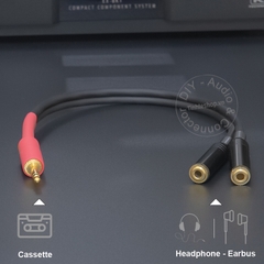 Cáp chia 3.5mm mono 1 thành 2 stereo cho đài cassette DIY 0.2 đến 1 mét - 3.5mm mono audio splitter 1 to 2 stereo
