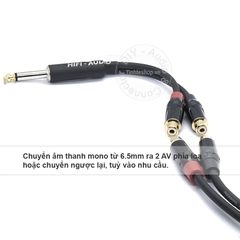 Cáp chia âm thanh 6,35mm 6,5mm mono Âm ly Mixer ra 2 AV bông sen loa 0.2 mét 0.5 mét 1 mét