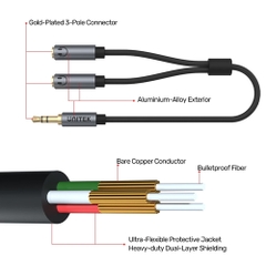 Cáp chia tai nghe 3.5mm 1 ra 2 Unitek Y-C956ABK 20Cm - 3.5mm stereo splitter cable 1 to 2 - Plug in 2 Headphones Speaker