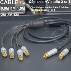 Dây AV 2 ra 4 0.5 đến 5 mét - DIY RCA 2 to 4 analog audio splitter cable
