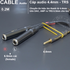 Cáp 4.4 sang 6.5mm TRS chuyển âm thanh từ DAC AMP sang loa kiểm âm - 4.4mm to 2 female TRS balanced audio cable