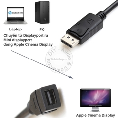 Cáp chuyển Displayport đực ra Mini displayport cái - Displayport male to Mini displayport female cable support 4K