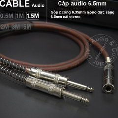 Cáp gộp jack 6ly 2 mono ra stereo DIY 0.5M đến 5M - 2x 6.5mm mono male to 6.5mmemale cable stereo