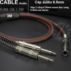 Cáp gộp jack 6ly 2 mono ra stereo DIY 0.5M đến 5M - 2x 6.5mm mono male to 6.5mmemale cable stereo