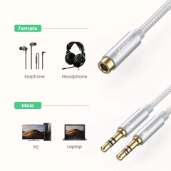 Cáp 2 audio 3.5mm đực ra 1 audio 3.5mm cái Ugreen AV140 10790