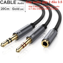 Cáp 2 audio 3.5mm đực ra 1 audio 3.5mm cái Ugreen AV140 10790