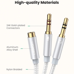 Cáp 2 audio 3.5mm đực ra 1 audio 3.5mm cái Ugreen AV140 10790