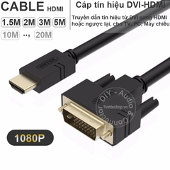 Cáp DVI sang HDMI 1080P Unitek 1.5M đến 30M - HDMI to DVI cable full HD 1080P