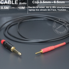 Cáp thu âm phát live stream từ Mixer Sound card Đàn vào Điện thoại Máy tính bảng - Recording and streaming cable from equalizer to Phone Tablet 6.5mm to 3.5mm