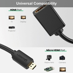 Micro HDMI sang HDMI 4K Ugreen 20134 - Micro HDMI male to HDMI female adapter 20Cm