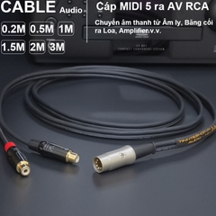 Cáp chuyển MIDI 5 chân sang 2 cổng hoa sen DIY 0.2M đến 3M dùng cho Âm ly Chấu Âu băng cối sang loa