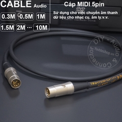 Dây MIDI 5 chân DIY 0.3 đến 10 mét - MIDI 5pin male cable