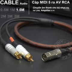 Cáp MIDI 5 sang 2 hoa sen DIY 0.5M đến 5M - MIDI DIN 5 pin male to 2 RCA male cable
