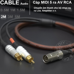 Cáp MIDI 5 sang 2 hoa sen DIY 0.5M đến 5M - MIDI DIN 5 pin male to 2 RCA male cable