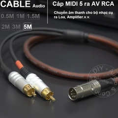 Cáp MIDI 5 sang 2 hoa sen DIY 0.5M đến 5M - MIDI DIN 5 pin male to 2 RCA male cable