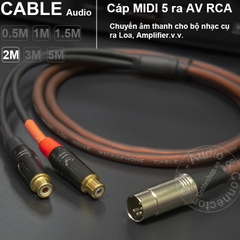 Dây MIDI 5 pin ra 2 hoa sen DIY 0.5M đến 5M - MIDI DIN 5pin male to 2 RCA female cable