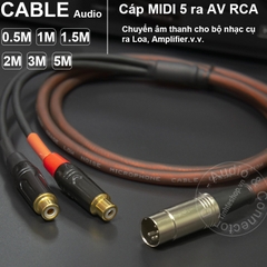 Dây MIDI 5 pin ra 2 hoa sen DIY 0.5M đến 5M - MIDI DIN 5pin male to 2 RCA female cable