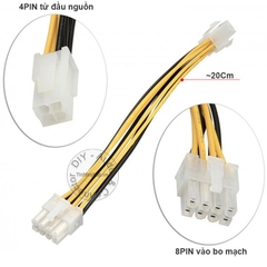 Cáp nguồn CPU 4pin sang 8pin 20Cm - Dây nguồn 4pin CPU ra 8pin CPU