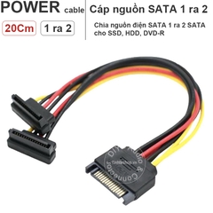 Cáp nguồn SATA chia 1 ra 2 đầu bẻ góc - Angled SATA power cable 20Cm
