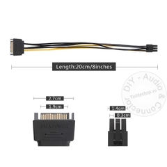 Cáp chuyển nguồn SATA ra 6 pin PCIe - Power cable SATA to 6pin VGA card 20Cm