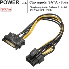 Cáp chuyển nguồn 2 SATA ra 8 pin 6+2 cho PCI-E - 2 SATA to 8pin 6pin VGA card 20Cm