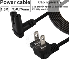 Dây nguồn số 8 1.5 mét 2 đầu bẻ góc - Dây nguồn TV Samsung Sony TCL