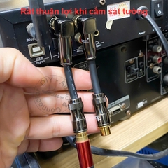 Jack bông sen vuông góc cắm Âm ly Loa TV sát tường - Converts male RCA to right angle female for convenient rear wall plugging