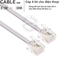 Dây điện thoại RJ11 bấm sẵn 2 đầu 0.2 đến 20 mét - Telephone signal cable RJ11 4P4C telecom