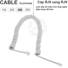 Dây tai nghe điện thoại cố định màu trắng 1 đến 5 mét - Telephone cable