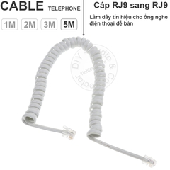 Dây tai nghe điện thoại cố định màu trắng 1 đến 5 mét - Telephone cable