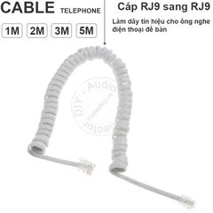 Dây tai nghe điện thoại cố định màu trắng 1 đến 5 mét - Telephone cable