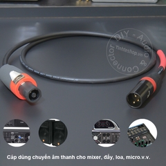 Jack loa sang canon đực cắm cho Đẩy Vang Sub Mixer 0.2 đến 10 mét - Speakon to XLR male speaker cable