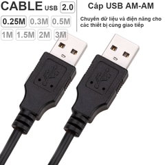 Dây USB 2 đầu đực dài 0.25 đến 5 mét - USB 2.0 AM to AM cable