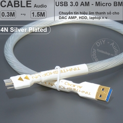 Dây USB 3.0 AM BM đồng mạ bạc nâng cấp âm thanh nhạc số cho HDD box DAC Laptop PC