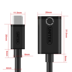 Cáp USB type C OTG 20Cm Unitek Y-C476BK - USB-C 3.1 gen1 to USB 3.0 AF OTG 5Gbps