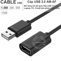 Cáp USB đực cái 1.5M đến 5M Unitek nối dài USB Chuột bàn phím USB flash - USB 2.0 AM-AF cable