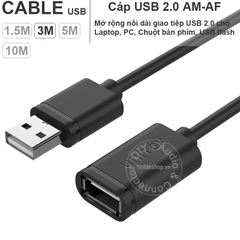 Cáp USB đực cái 1.5M đến 5M Unitek nối dài USB Chuột bàn phím USB flash - USB 2.0 AM-AF cable