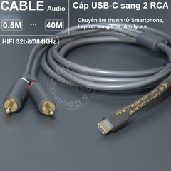 USB-C sang 2 đầu AV chuyển âm thanh từ Smartphone Tablet Laptop sang Loa Âm ly - 32-bit 384KHz DIY USB Type-C to RCA DAC Converter