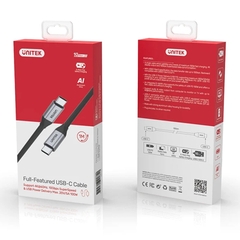 Cáp USB type C 3.1 Gen 2 10Gbps video HD 4K60Hz power 100W Unitek C14083ABK 1 mét
