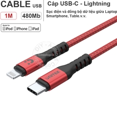 Cáp USB C to Lightning MFI 1 mét Unitek C14060RD - USB type-C to Lightning made for iPhone iPad
