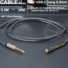 Dây USB type C sang 6.5mm 2 đầu R-L DAC 32bit - USB C to 6.35mm 2-port cable transfers audio from Smartphone Tablet Laptop to Speaker Mixer