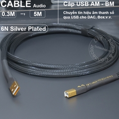 Dây USB cắm DAC đồng 6N mạ bạc - DIY USB AM to BM cable, 6N silver-plated copper, converts digital audio