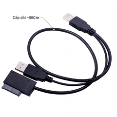 USB sang slim SATA đọc ổ CD laptop có hỗ trợ nguồn 5V - Slim SATA 7+6pin to USB 2.0 cable