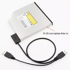 USB sang slim SATA đọc ổ CD laptop có hỗ trợ nguồn 5V - Slim SATA 7+6pin to USB 2.0 cable