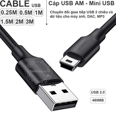 Cáp USB AM sang Mini USB 5PIN - Dây Mini USB cắm Máy ảnh MP3 GPS Ugreen 0.25M 0.5M.. 3M