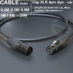 Cáp XLR 4pin đực sang cái 0.2 đến 20 mét - DIY 4pin XLR male to female signal cable