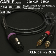 Cáp XLR canon cái ra 2 AV RCA - XLR female to RCA cable DIY 0.5M 1M 1.5M 3M 5M