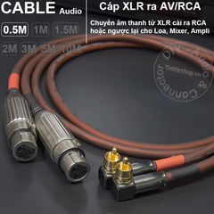 Dây canon cái ra AV vuông góc 2 sợi DIY 0.5M đến 10M - XLR female to RCA cable